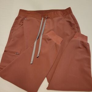 Figs Women's Petite Mauve Jogger Sweatpants with Grey Drawstrings